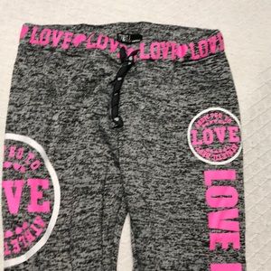 grey and pink joggers